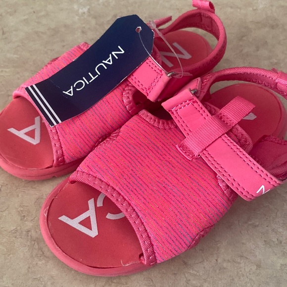 Nautical Pink Met Multi Stripe Open Toe Water Shoe - Picture 4 of 8